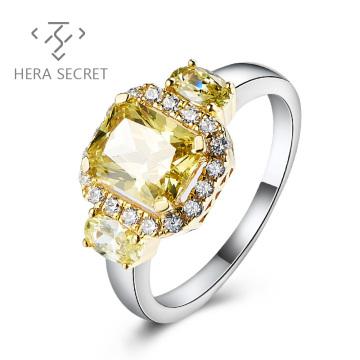 Low price chic radiant cut fancy yellow diamond ring women jewelry with CVD CZ Moissanite